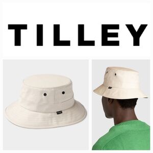 TILLY T1 Waxed Cotton Bucket Hat with Hidden Storage Pocket in Natural Sz L NWOT